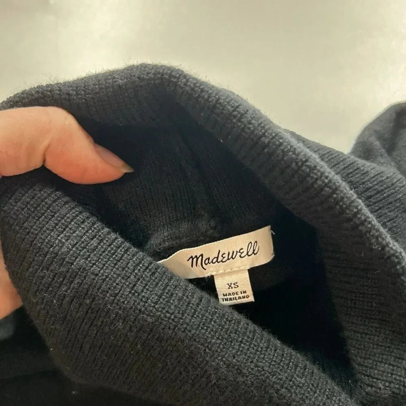 Madewell Sweater Womens XS Brookhaven Turtleneck Black Wool Cotton Minimalist - Picture 3 of 6